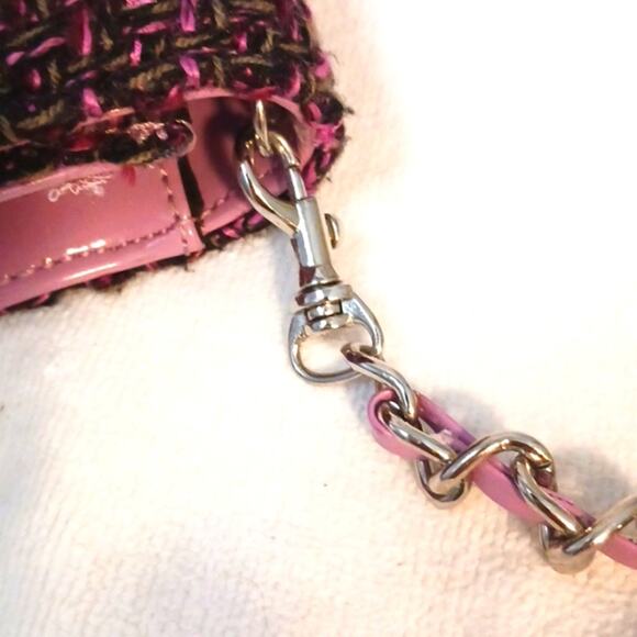 Crossbody Tweed Weave LAVENDER PINK Converible Clutch Purse Elegant Avante Garde - Picture 9 of 14